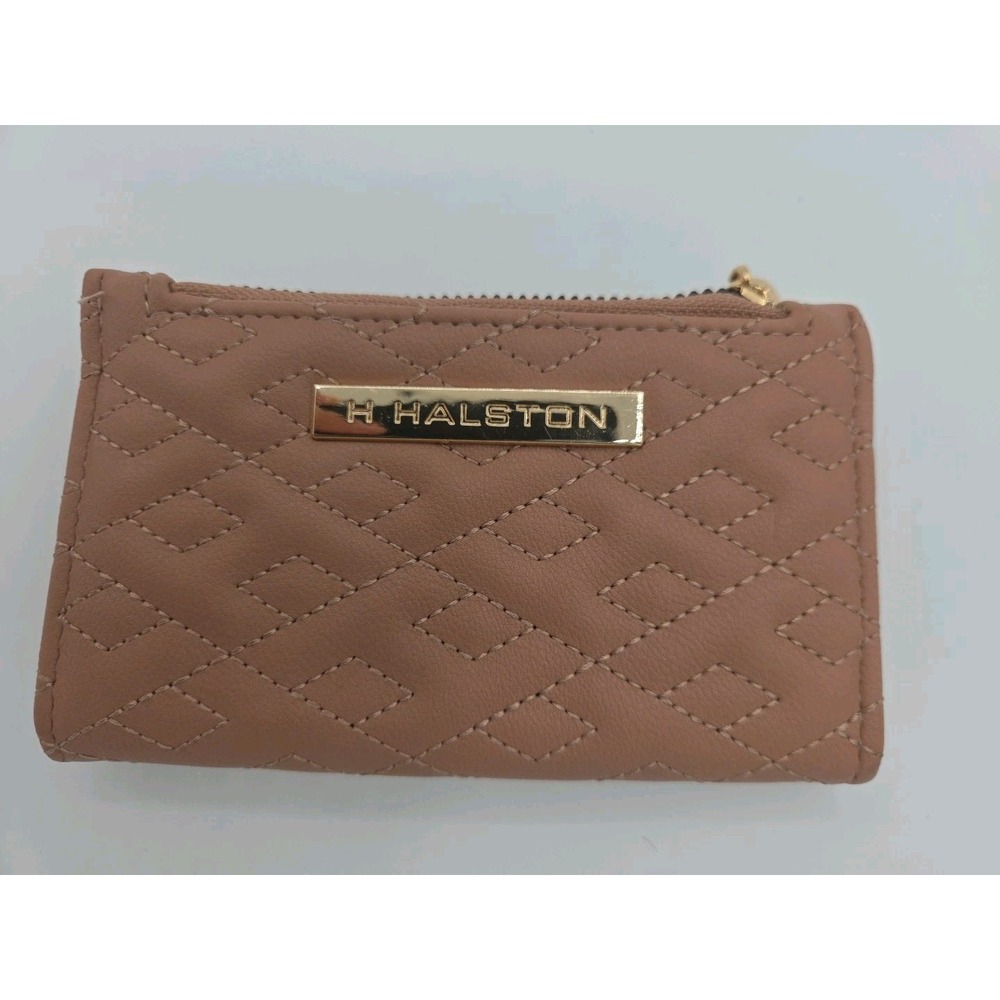 Halston Quilted Faux Leather Tan Wallet -